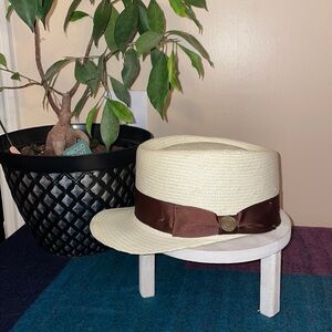 Bruno Capelo men’s hat small cap cream brown headwear low profile brim